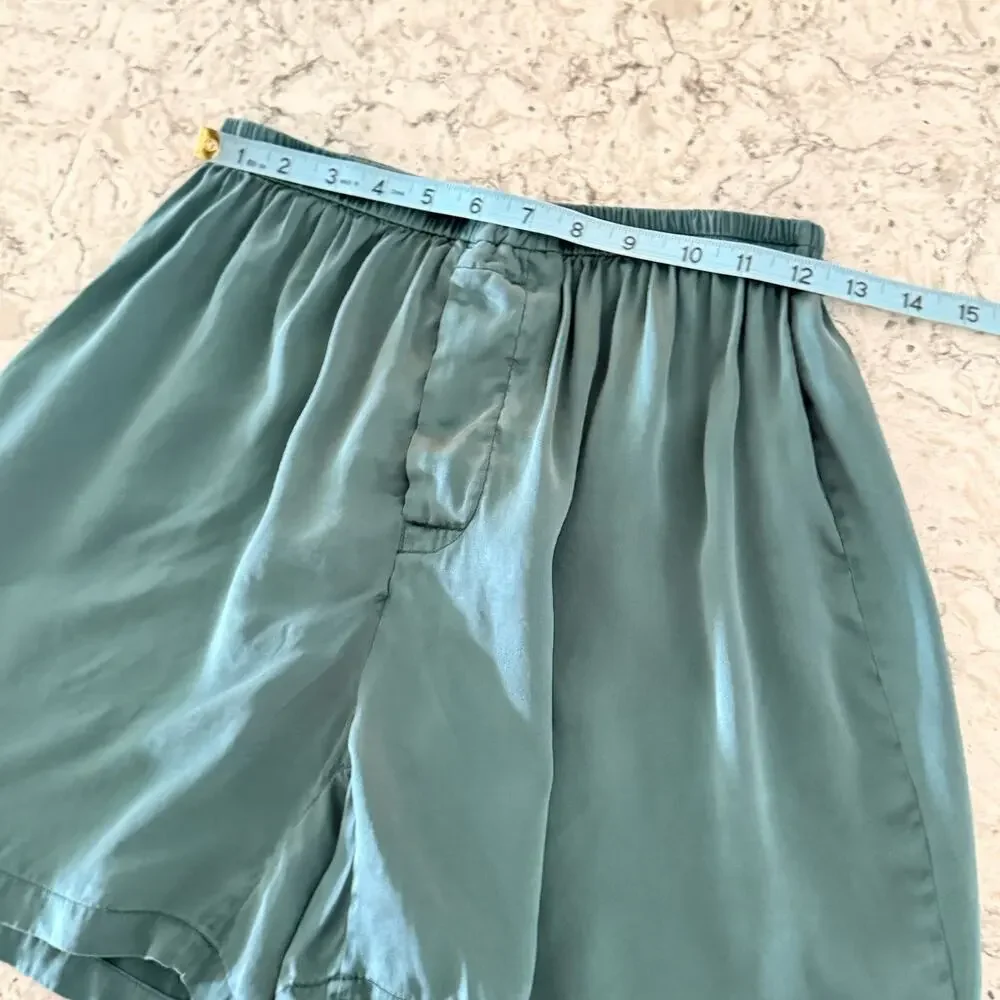 Fishers Finery Mens Silk Lounge Boxer Shorts Size M Green EUC $70